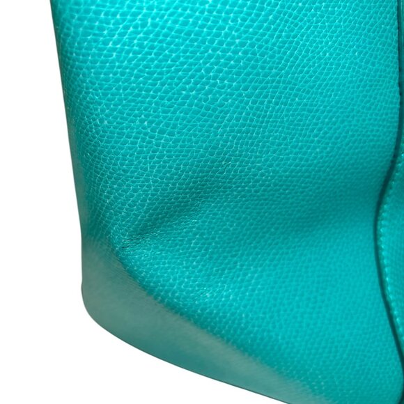 NEW Rare Vera Bradley Genuine Pebble Leather Ella Tote Purse Teal Blue Gold Gift - Picture 16 of 16